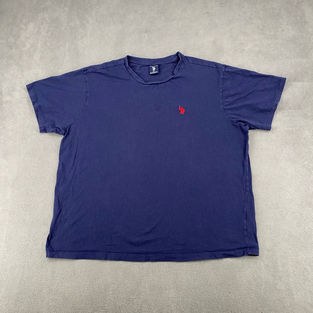 US Polo Assn Mens XL T-Shirt Navy Blue Red Embroidered Logo Cotton Crew Neck Tee